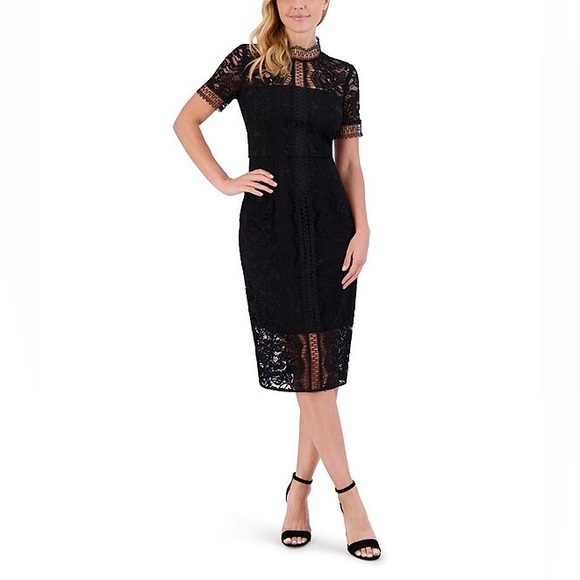 EUC Beautiful Eliza J Navy Sheath Midi Dress with Mock Neck in Size 4 - Picture 10 of 10